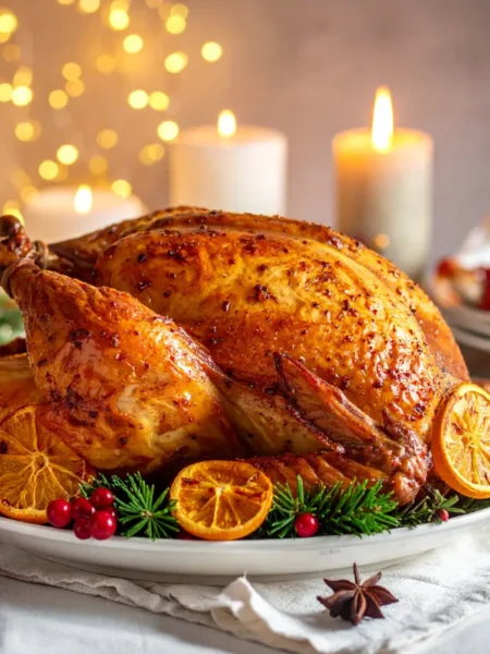 Peru de Natal temperado com ervas e vinho